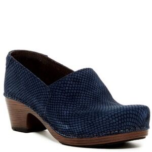 Dansko Navy Textured Leather Clog Mule